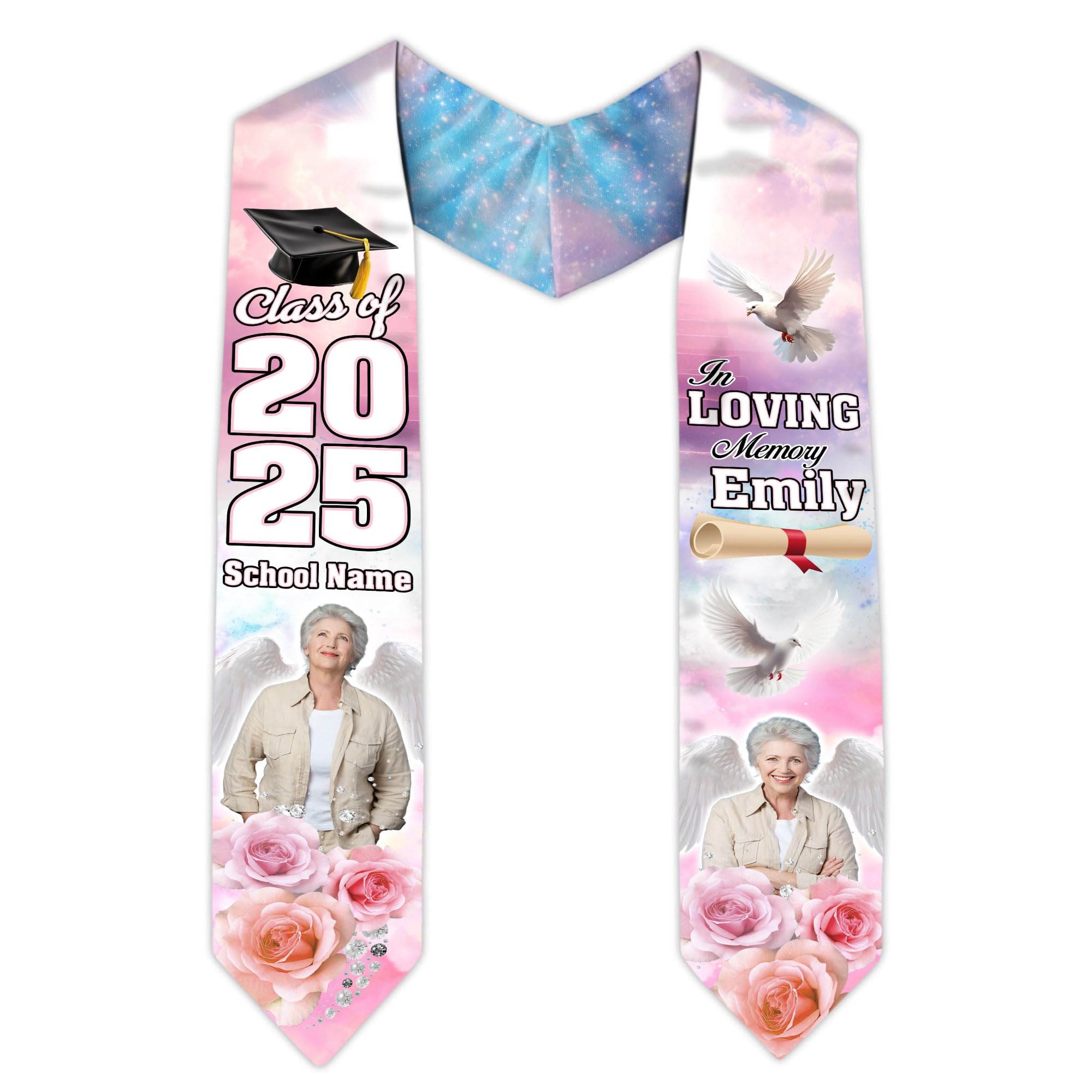 MonkeyVan Custom Memorial Graduation Sash 2025, Personalized Memorial Graduation Stole, Custom Graduation Sash with Tribute S215