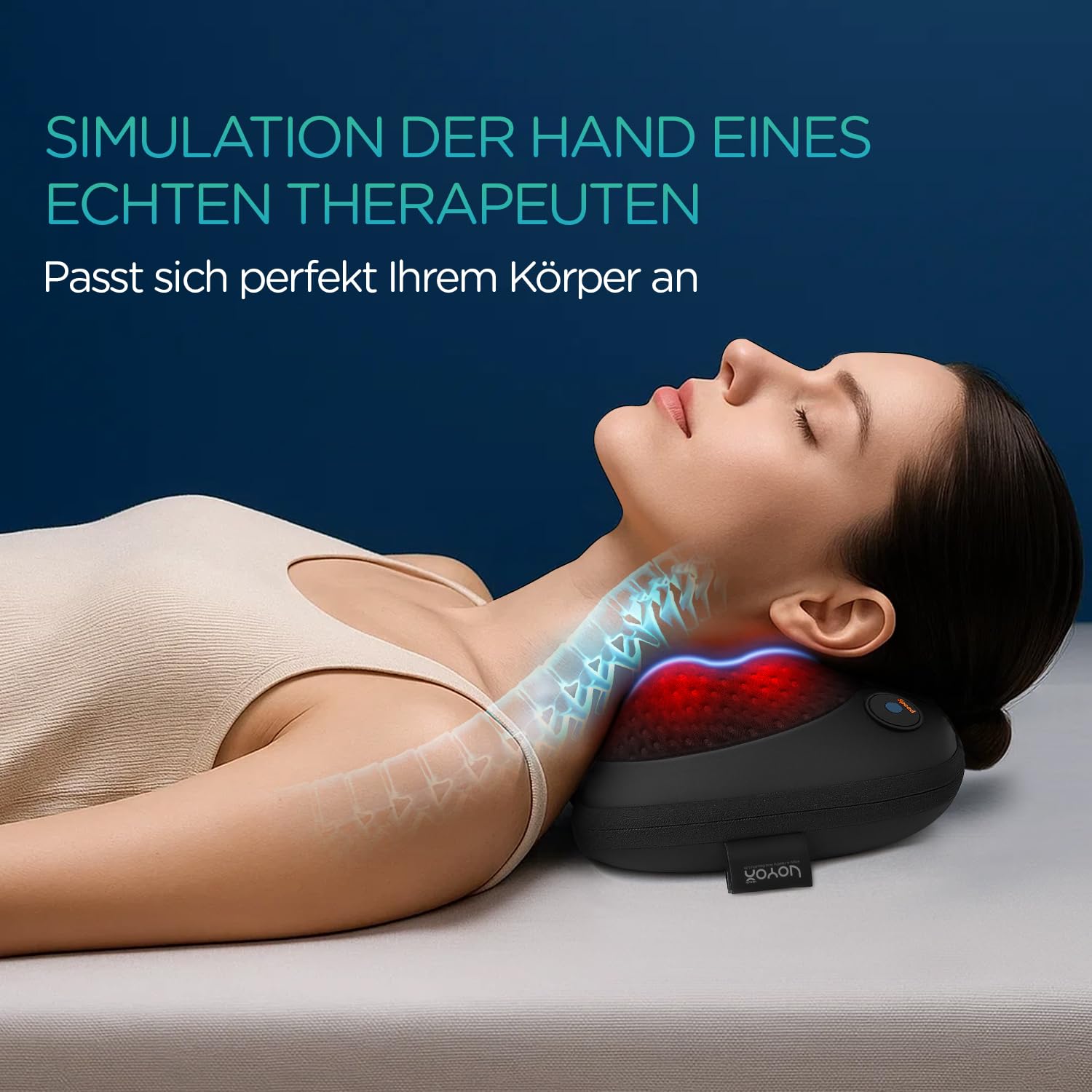 Rücken- und Nackenmassagegerät, Shiatsu Nackenmassagegerät Kissen mit Wärme, rotierende Knoten für Taille, Beine, Körper Schmerzen zu lindern, Entspannung zu Hause Büro (Dark black)