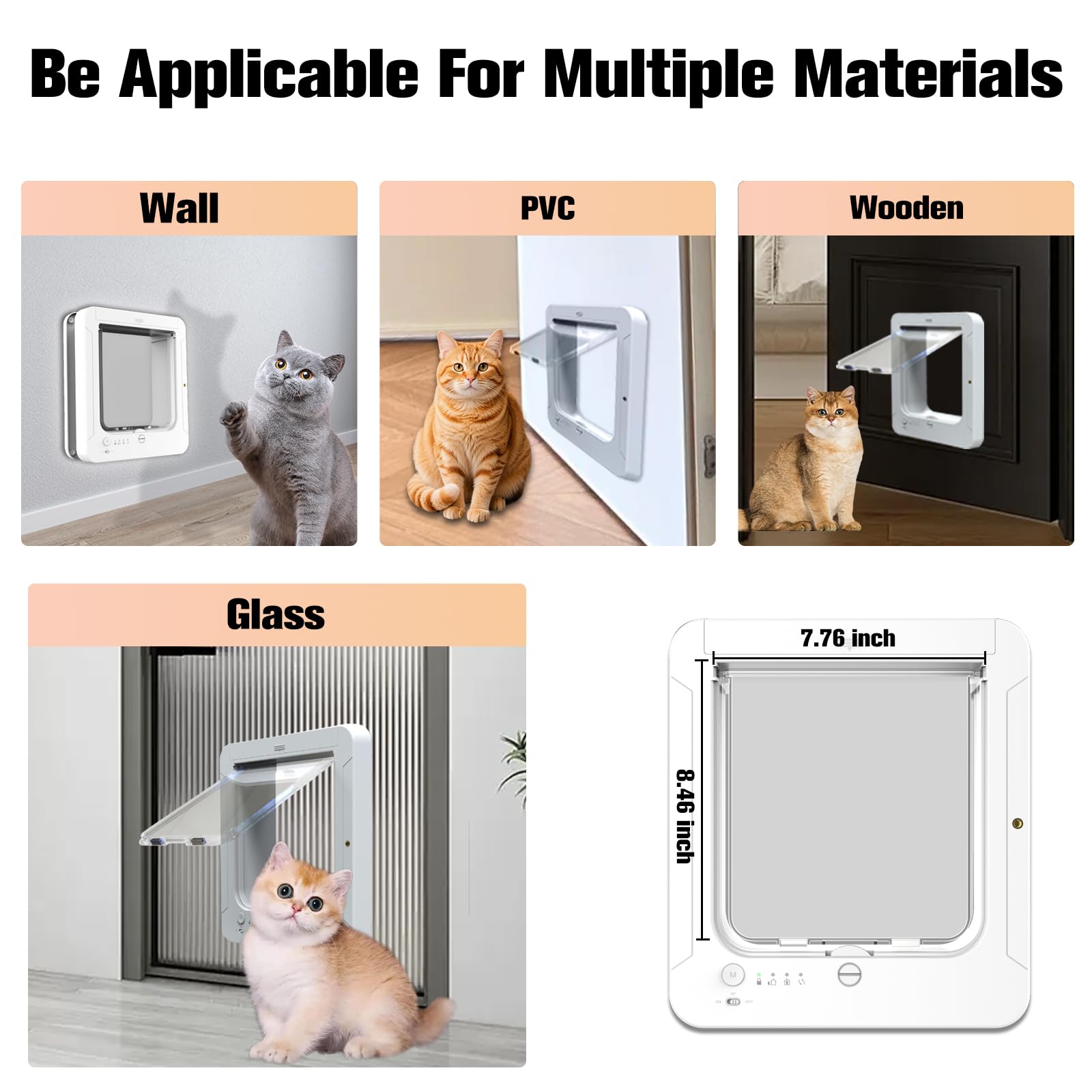 Porte pour Chat avec Collier à Puce électronique, Porte électronique Intelligente pour Chat et Petit Chien, Ouverture/Fermeture Automatique