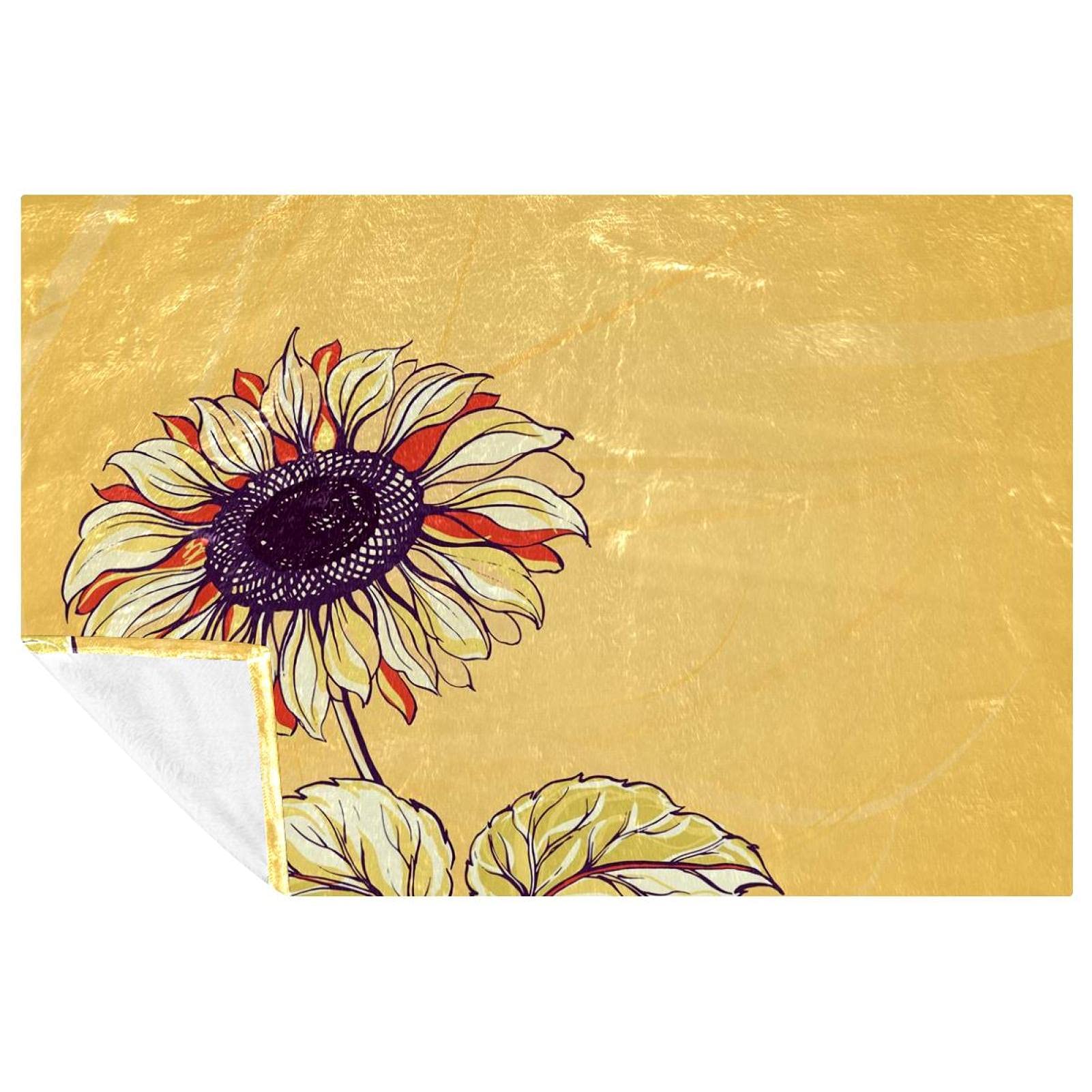Couverture chaude en fleurs de tournesol plaid doux de qualité supérieure