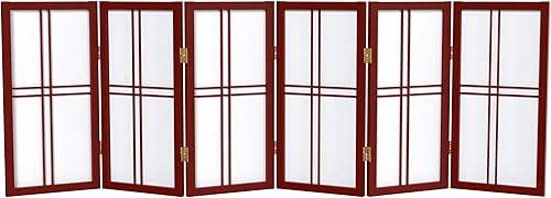 Miniatura 25 de Pantalla Shoji de doble cruz corta para escritorio de 2 pies - Nogal - 6 paneles Walnut,Negro