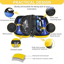Gosemai Insulin Cooler Travel Case TSA Approved Medication Diabetic Cooler for Travel with Temperature Display Refrigerated Medicine Organizer Bag with 2 Ice Pack (Yellow)