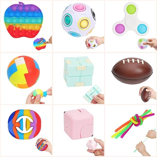 Miniatura 2 de Caja de juguetes sensoriales para niños de 38 unidades incluyendo Push Pop Fidget Spinners bolas para el estrés tubos de estallido juguete de cadena