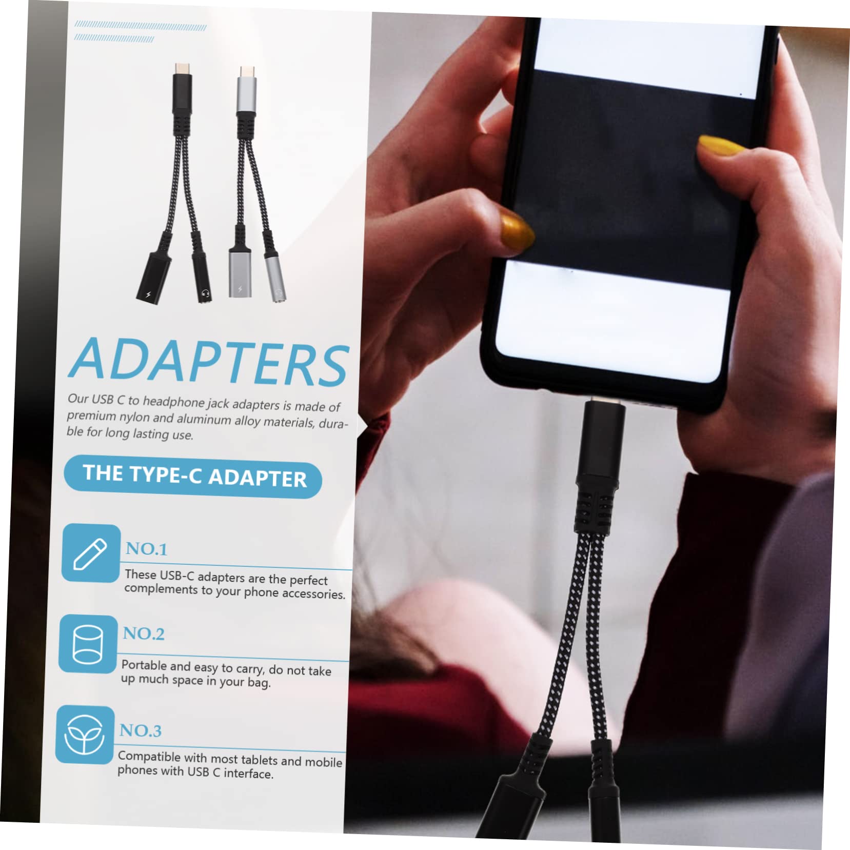 DOITOOL 3pezzi Adattatore Usb c Jack Compatibile Smartphone e Adattatore Audio e Caricatore e