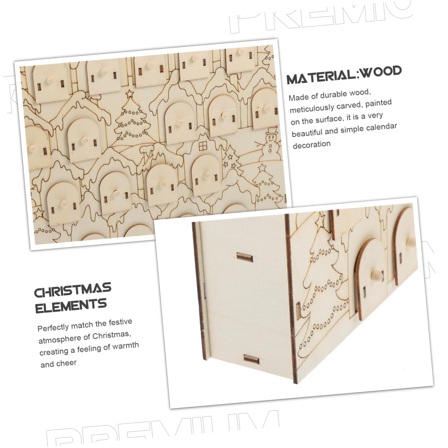 Calendario De Adviento De Navidad Decoración De Madera Cuenta Regresiva