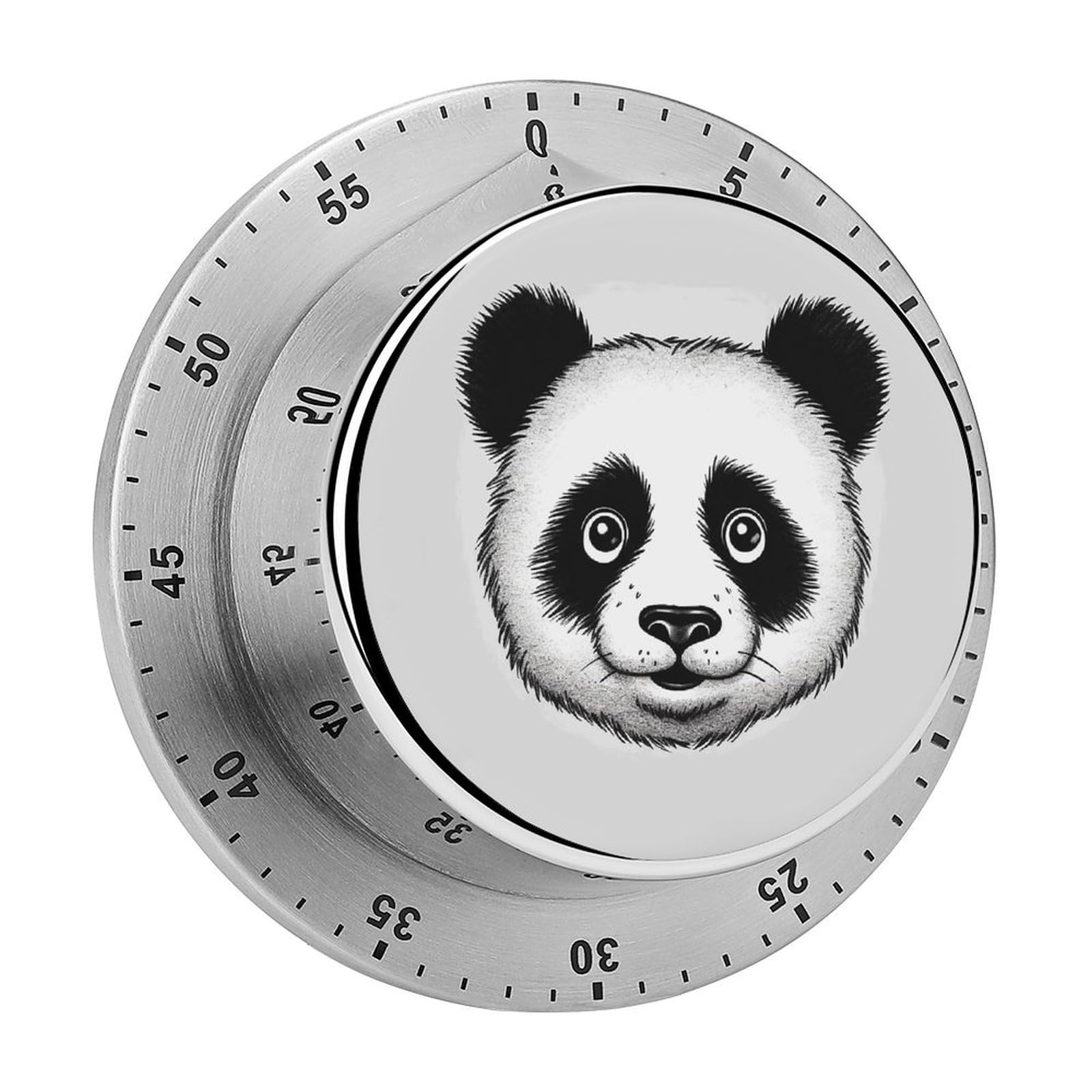 Anime Panda Face Visual Timer with Loud Alarm 60-Minute Kitchen Timers Exquisite Stainless Steel Body - Mechanical Desk Timer Countdown Clock for Cooking Chef Clock