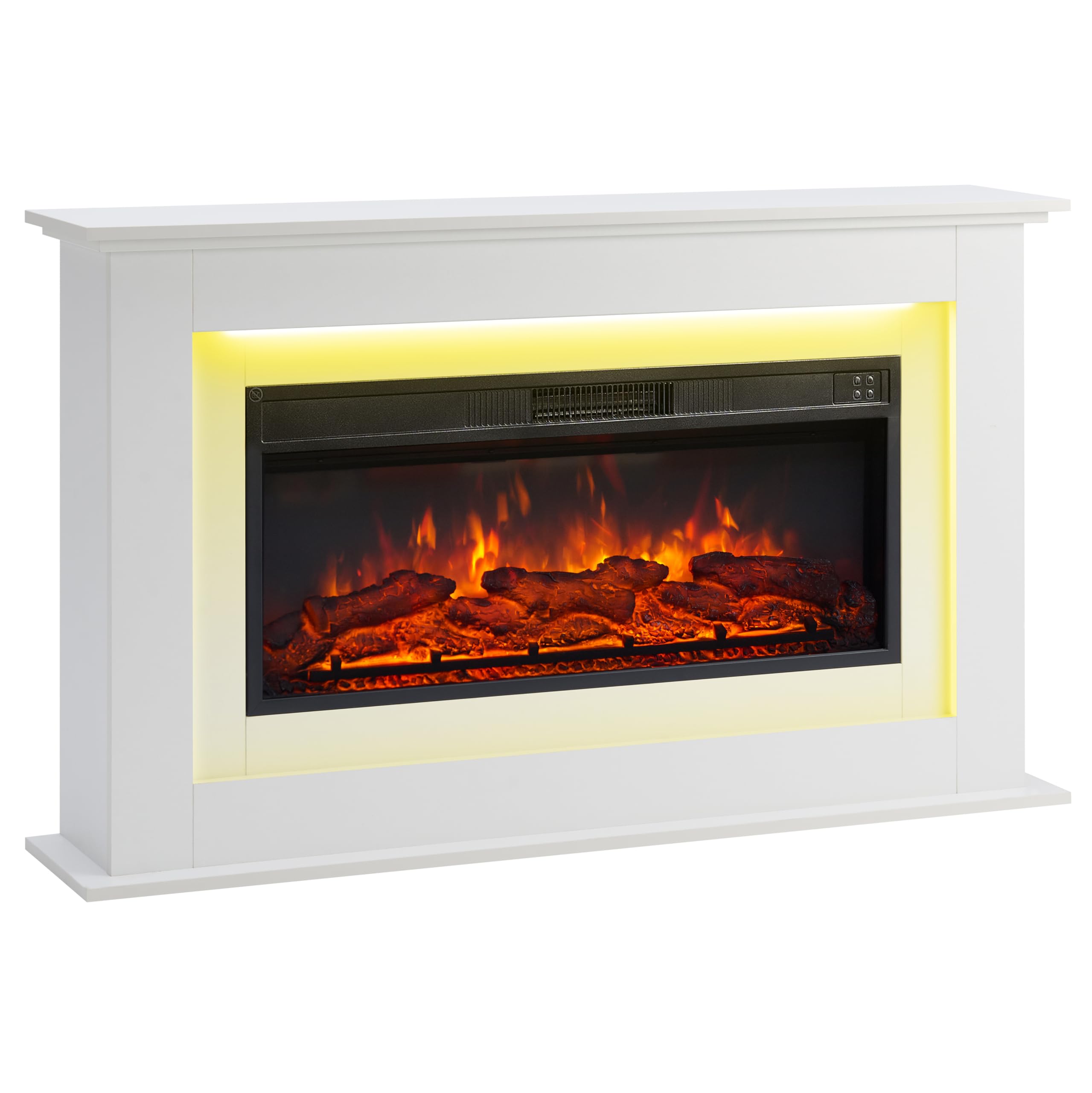 Flameko White Savannah Electric Fireplace With 128Cm/50" Surround And Realistic Flame Effect Heater Multiple Colours Available
