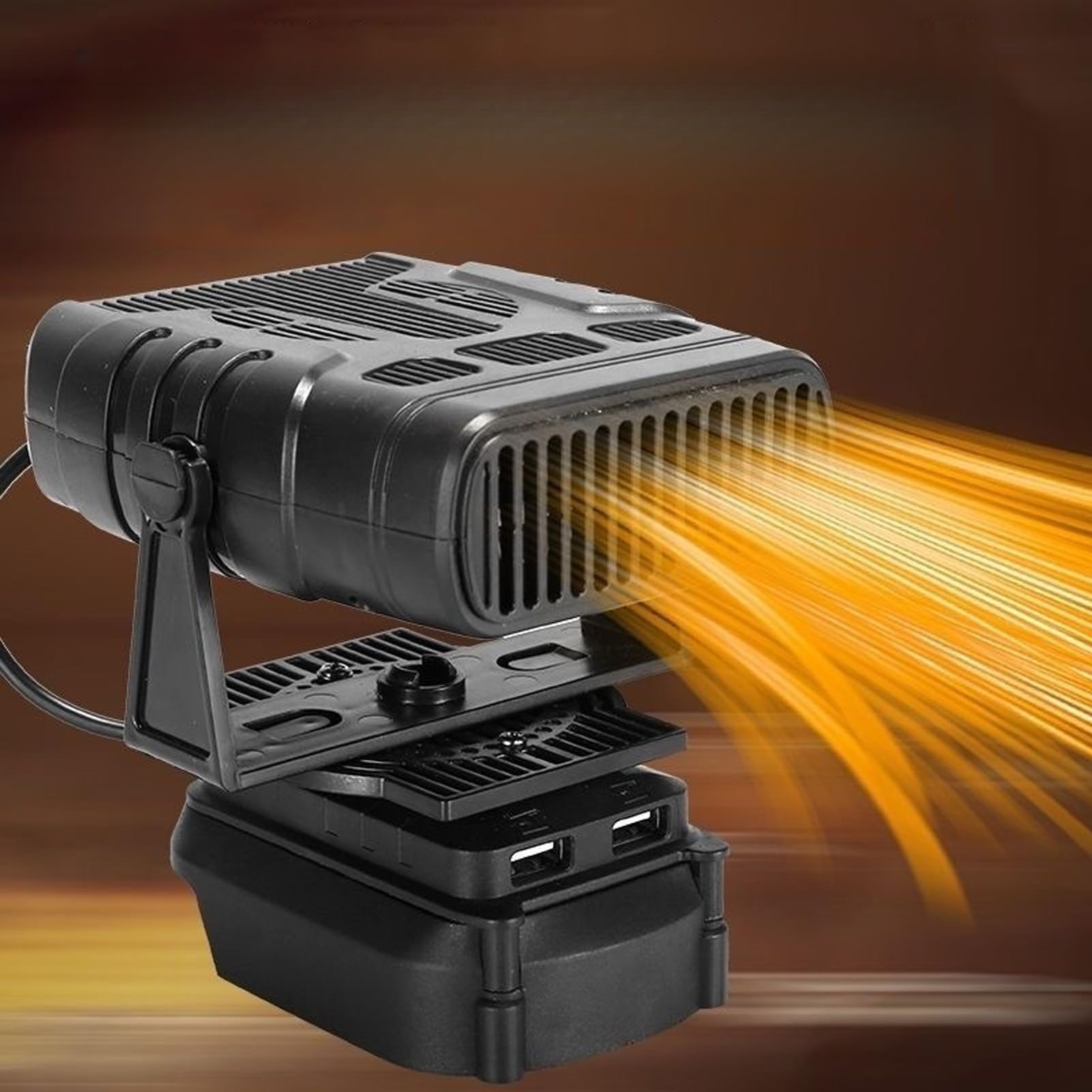 Chauffage d'appoint portable Gonetre, format compact, à utiliser à l'intérieur, à l'extérieur, en voiture ou à la maison. Deux ports USB, deux réglages de température, sans fil