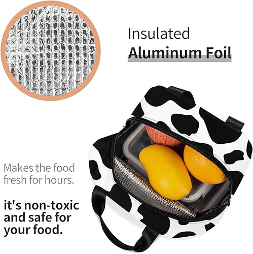 Miniatura 6 de Bolsa de almuerzo con diseño de margaritas blancas, color morado, aislante, reutilizable, contenedor portátil para comidas, para mujeres, cajas de