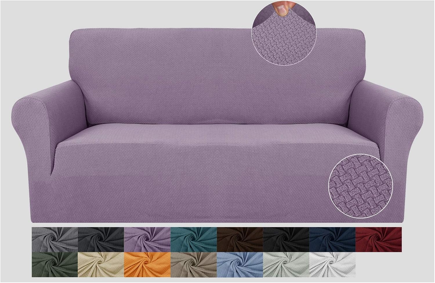 JIVINER Super Stretch 1 Piece Loveseat Slipcover Newest Jacquard Sofa Covers for 2 Cushion Couch Washable Thick Loveseat Furniture Protector with Elastic Bands (Loveseat, Dark Gray) : Home & Kitchen