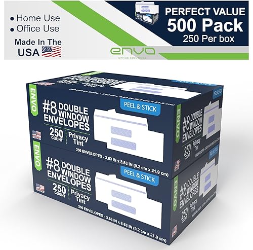 Miniatura 3 de Sobres de seguridad #8 para ventana doble autosellante, sobres de cheques de negocios 8 58 (paquete de 500)