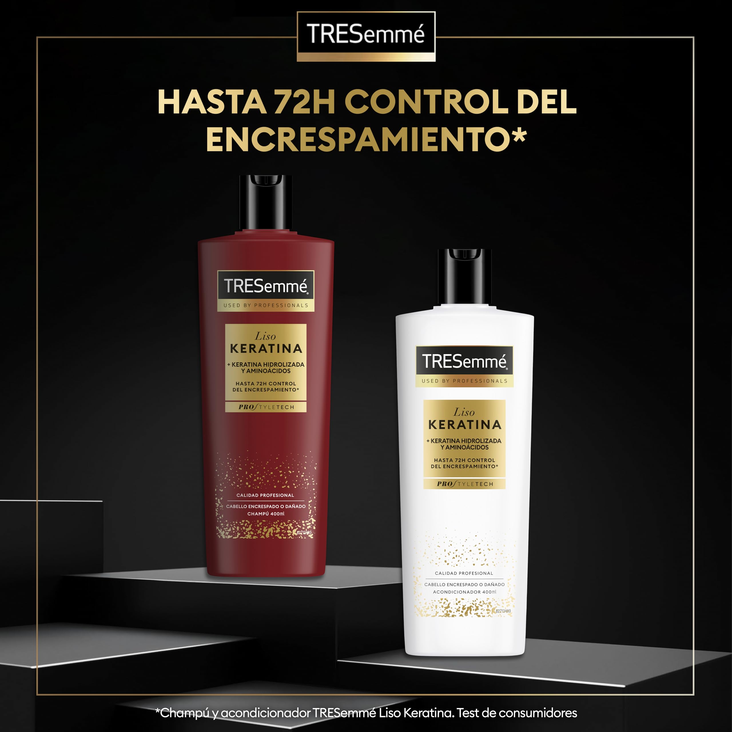 TRESemmé Acondicionador Liso Keratina para pelo encrespado o dañado con aceite de Marula y Keratina - Pack de 6 x 400ml