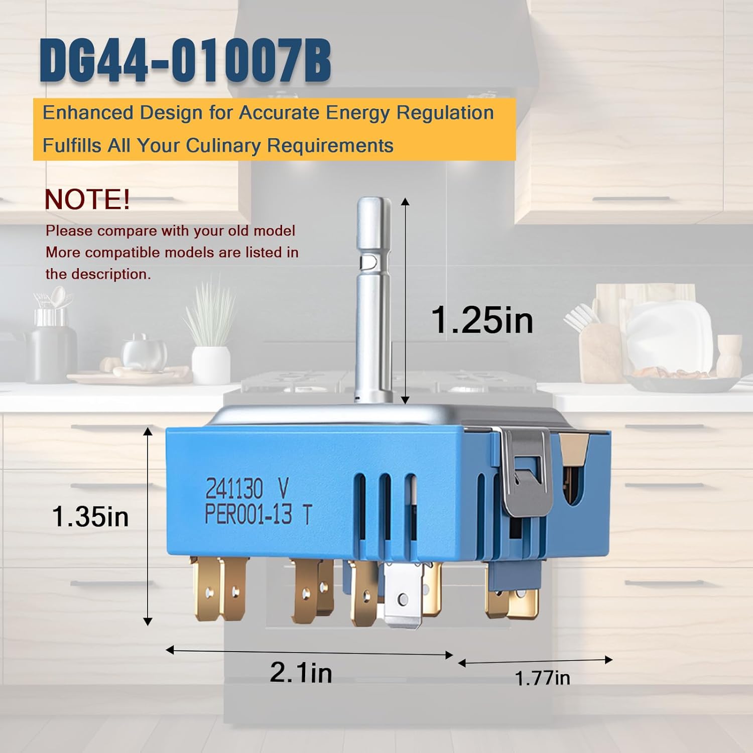 DG44-01007B Range Surface Element Switch – Replacement for DG44-01007A, PER001-03, PER001-13T, 4929395, AP6003098, PS11735755, EAP11735755 – Compatible with Samsung Ranges