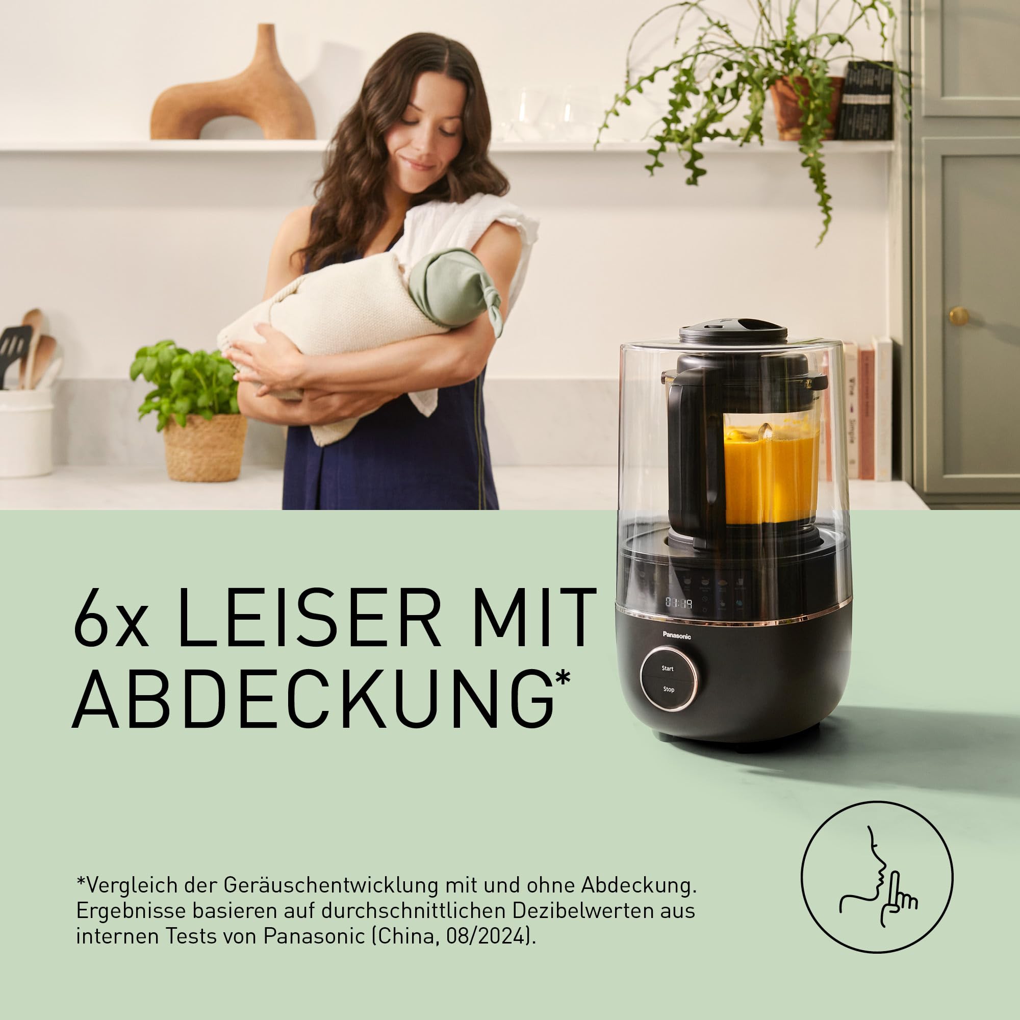 Panasonic MX-HG4401KXE Standmixer 1.2 l 800W Leiser Mixer Heiß & Kalt 9 Programme Schwarz Roségold