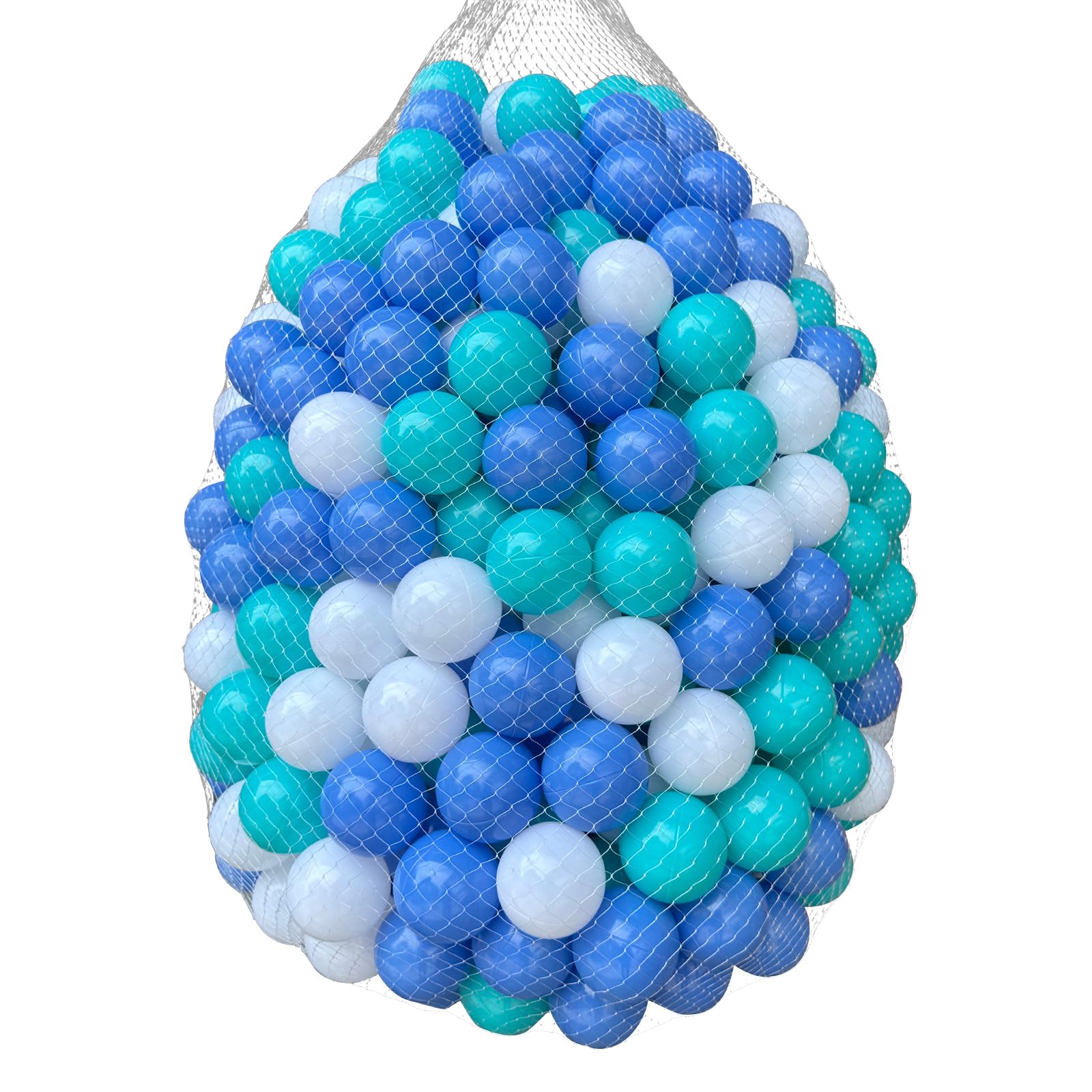 Kids Ball Pit Balls 200 Count, 2.2inch Children Crush Proproof Plastic Balls for Ball Pit with 3 Bright Colors, Safe and Non-Toxic, BPA Free, Baby Toddler Pit Balls with Storage Net Bag (Blue)