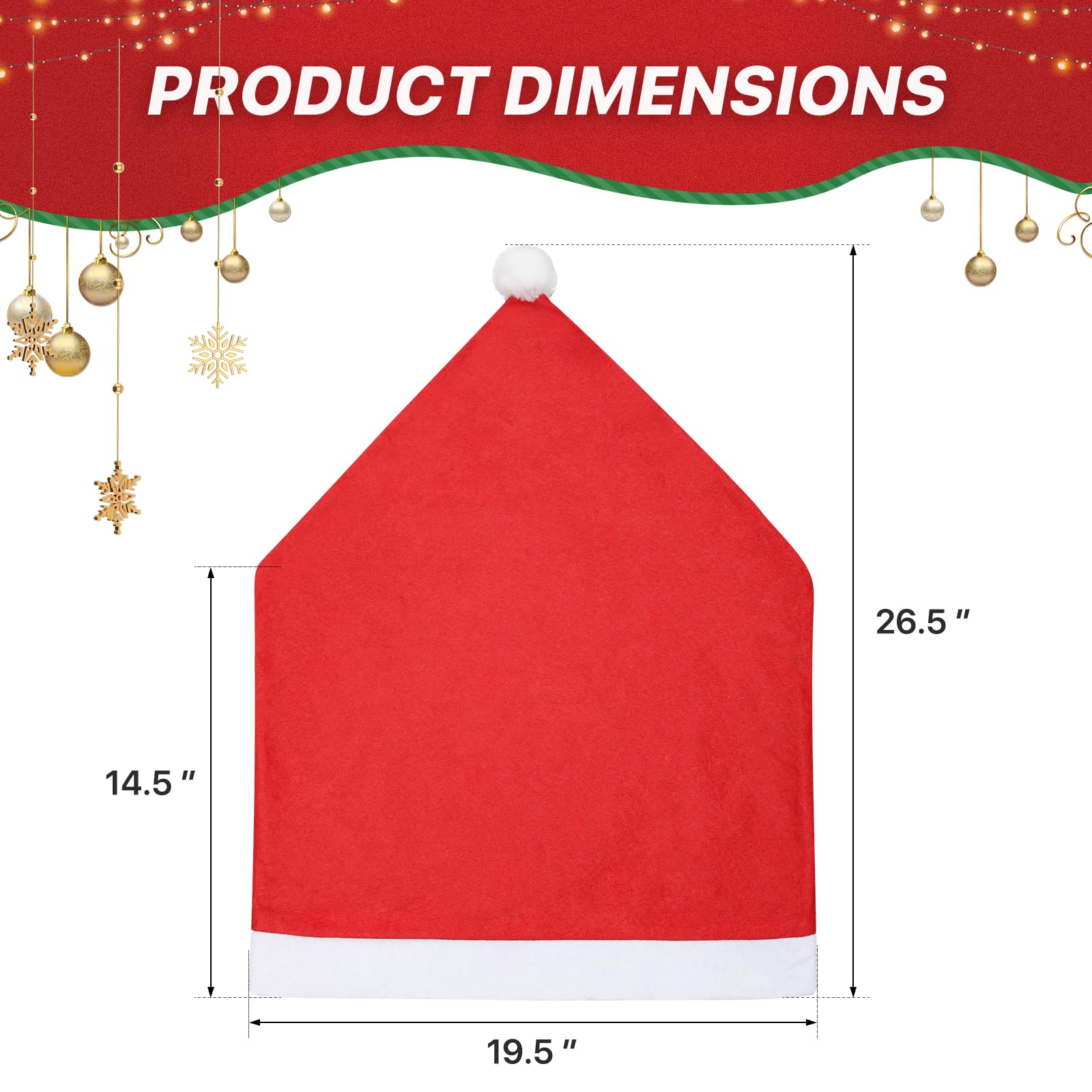 Magshion 6-Pieces Xmas Chair Back Covers Red Non-Woven Fabric Festive Chair Decoration for Christmas Dining Room Chair Decor Holiday Home Decor