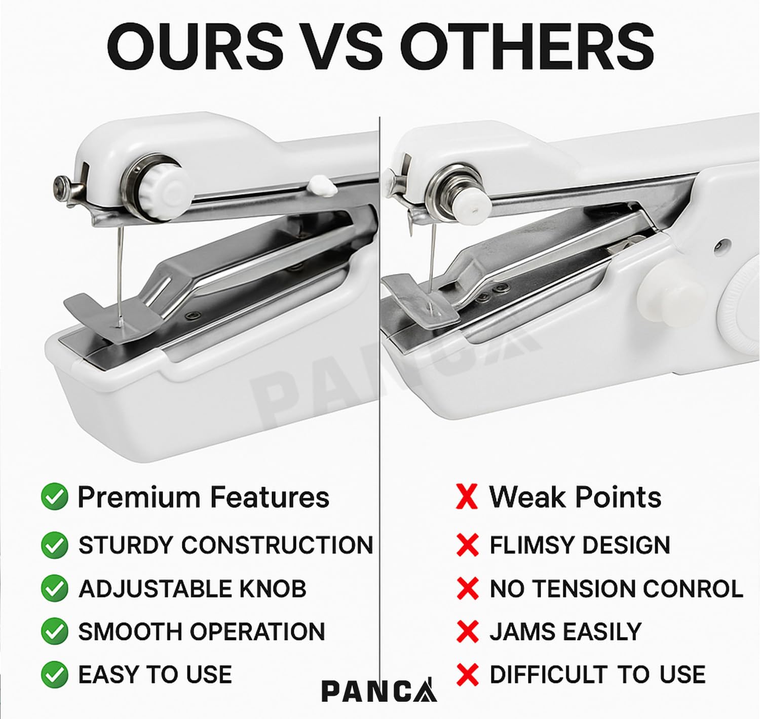 PANCA Handy Stitch Mini Hand Sewing Machine | Portable Stapler-Style Silai Machine for Quick Repairs, Home Tailoring & Emergency Stitching | Lightweight Handheld Sewing Tool (Handy Stitch) 1