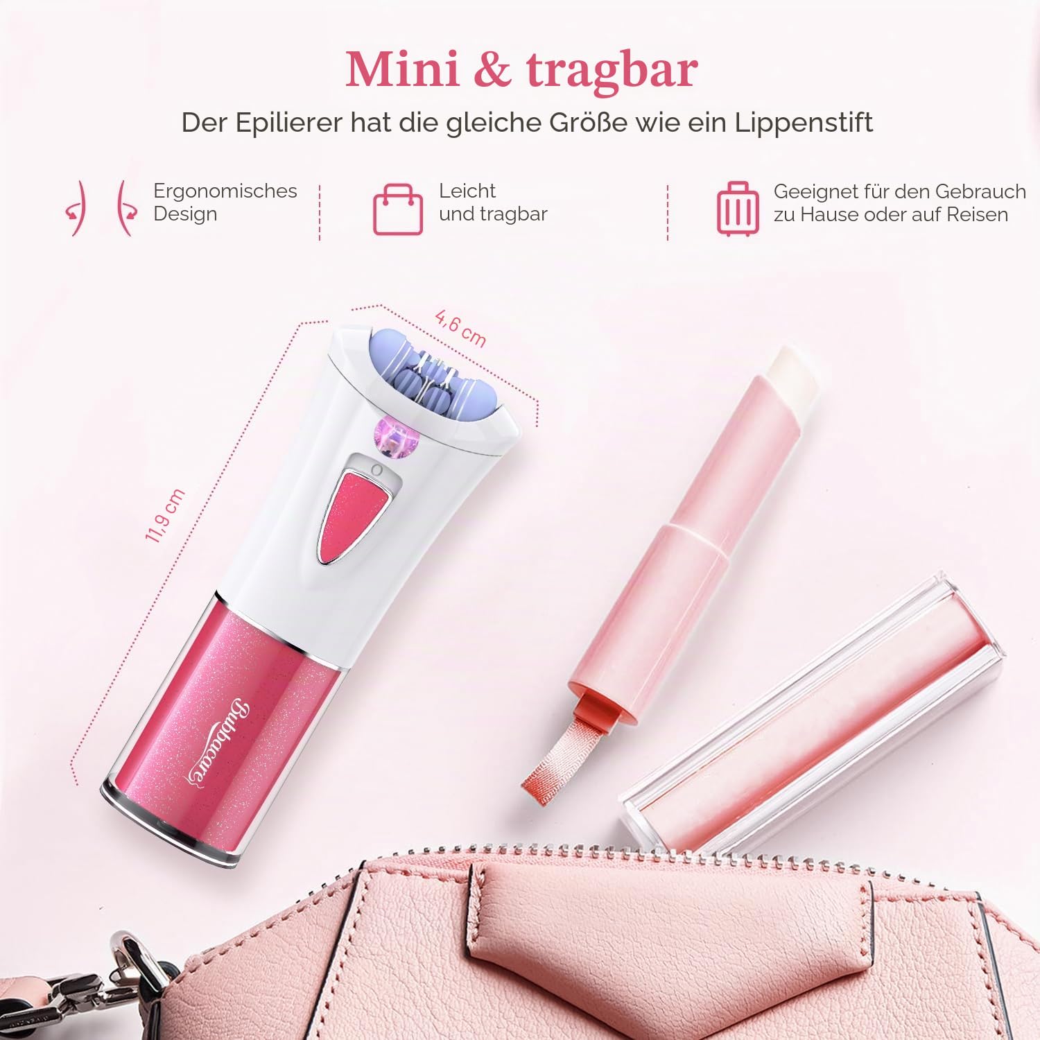Epilierer Damen Gesicht, Gesichtsepilierer mit LED-Licht, Epilierer Damen Geeignet für Körper, Wangen, Kinn, Arme, Bikinizone