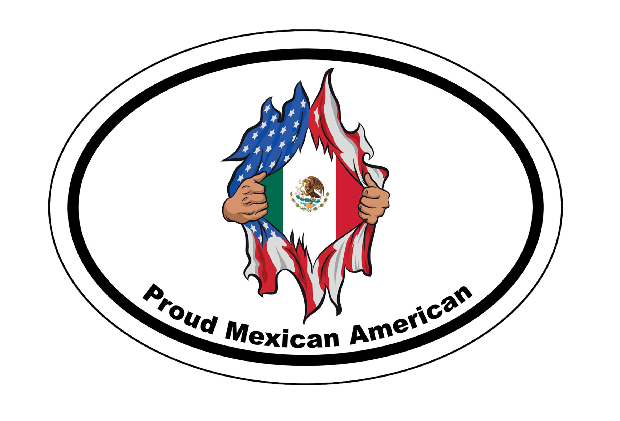 Pegatina de vinilo ovalada con orgullo mexicano americano para parachoques de coche 3