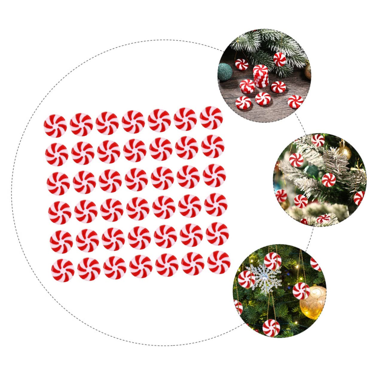 ABOOFAN 5 Sätze Süßigkeiten-weihnachtsdekorationen Süßigkeiten Christbaumschmuck Weihnachtsbaum Süßigkeiten Weihnachtssüßigkeiten-DIY- Weihnachtslichter Rot Acryl 50 Stück * 5