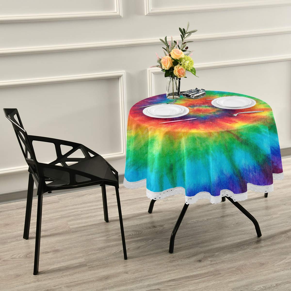 Nappe Ronde En Polyester Jacquard Pour Mariage, Imprimé Gloire Du Matin