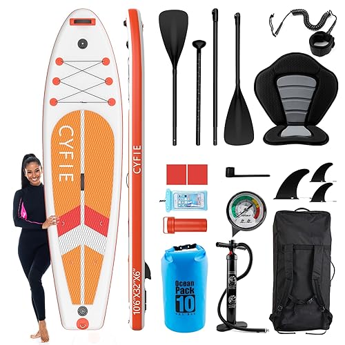 CYFIE 10'6''Inflatable Stand Up Paddle Board, Paddle Boards with Premium