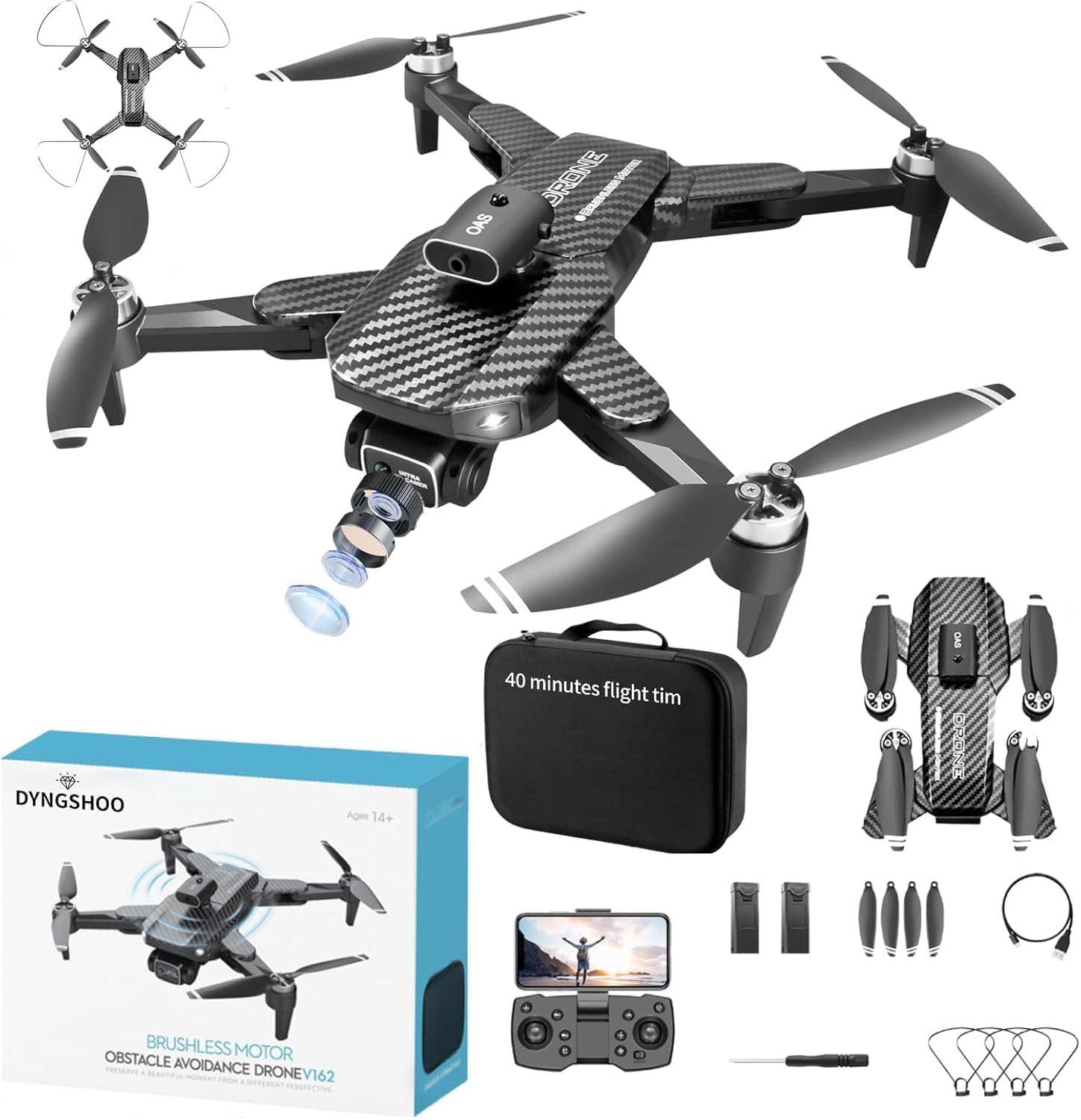 Photo 1 of 4K UHD GPS Drone with Camera (Equipped with dual cameras), Foldable RC FPV Drone, small-scale Drone Control Quadcopter With Height Setting Function, Six-pass Gyroscope, Gesture Photo, Video Recording, Headless Mode, Emergency Stop, Trajectory Gravity Sens