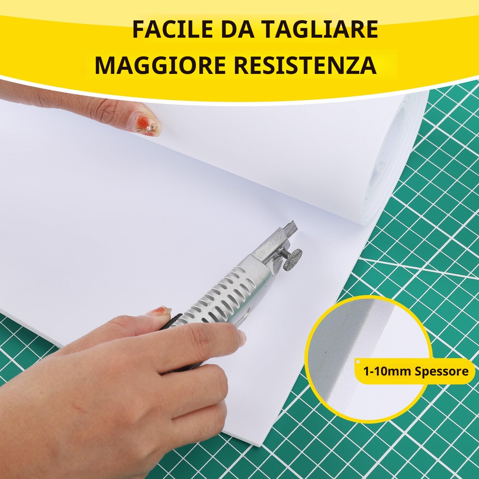 Eva Foam Bianca 1mm 34x124.5cm Alta Densità 86kg/m3 per Cosplay Fai da Te