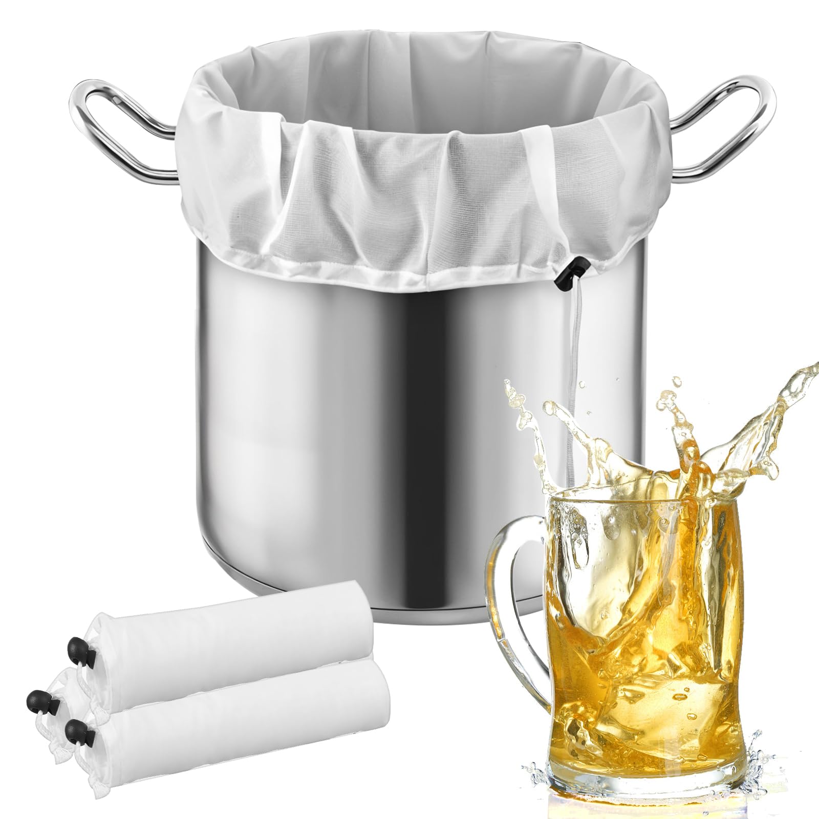 Elegaperma 3pcs Wine Making Muslin Bag,Jelly Bags for Straining Jam,Nylon Reusable Cheese Cloths for Straining,46 x 40 cm Fine Mesh Muslin Bag,Reusable Jam Strainer for Wine Making or Cooking