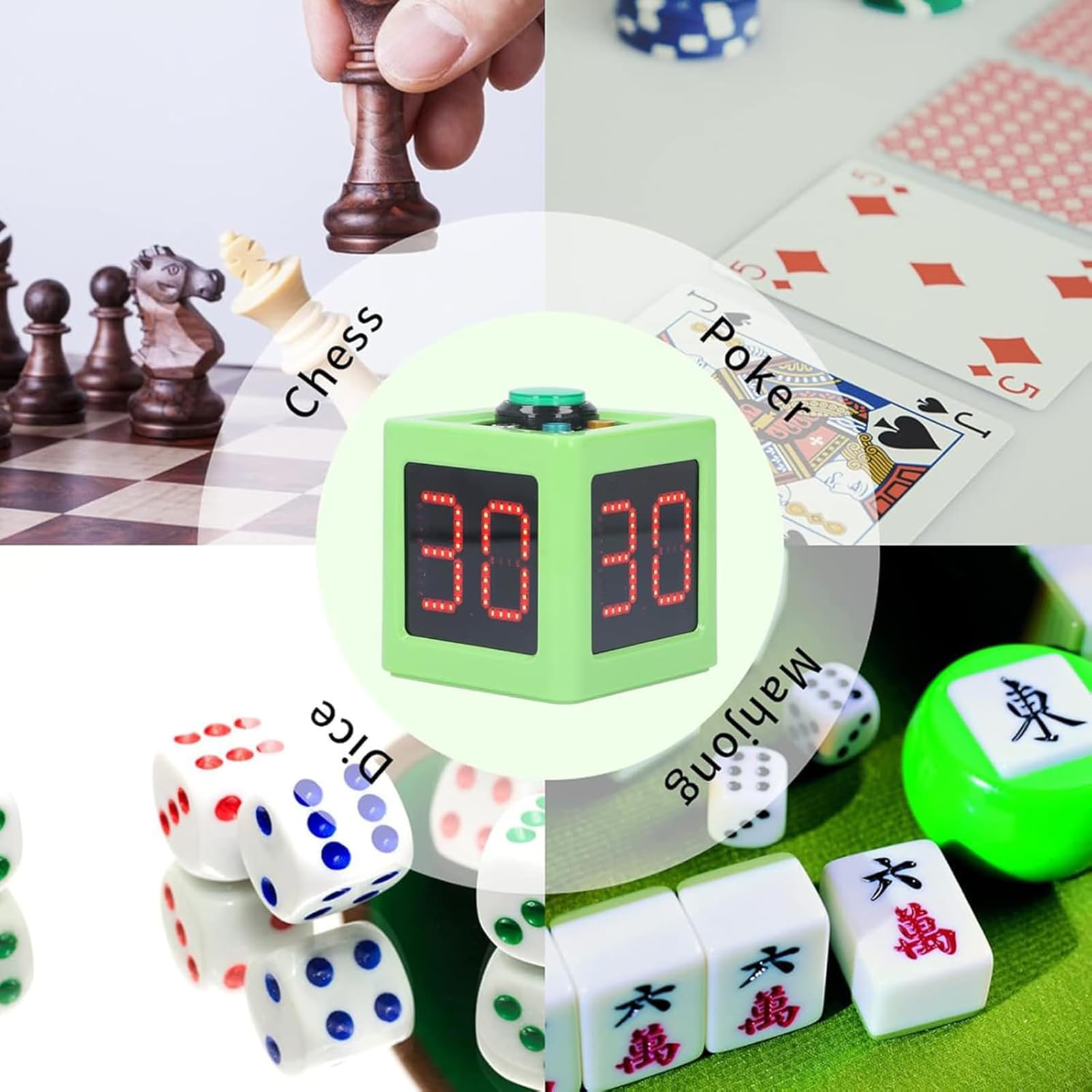 Temporizador digital de cuenta regresiva con pantalla de cubo HD, brillo ajustable para juegos de mesa, no funciona con pilas