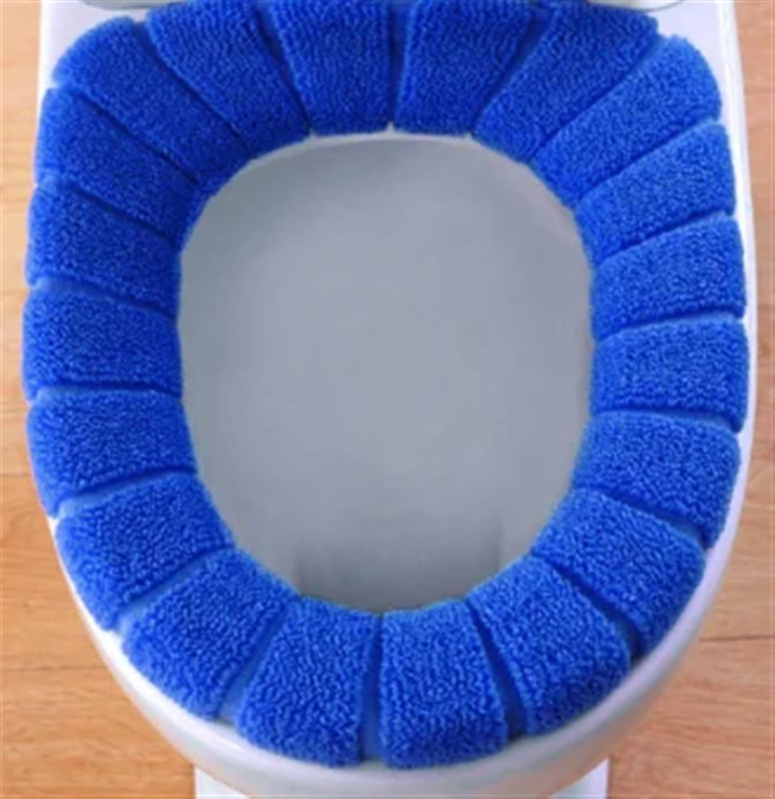 Coussin de toilette bleu en velours corail doux universel et lavable pour abattant