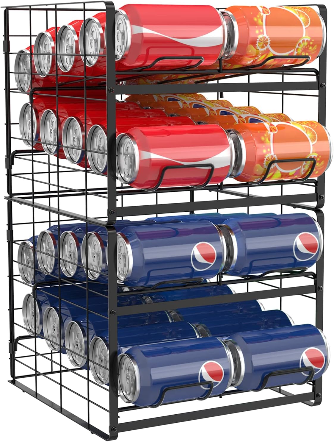 Stackable Soda Can Rack Organizer 4 Tier Beverage Can
