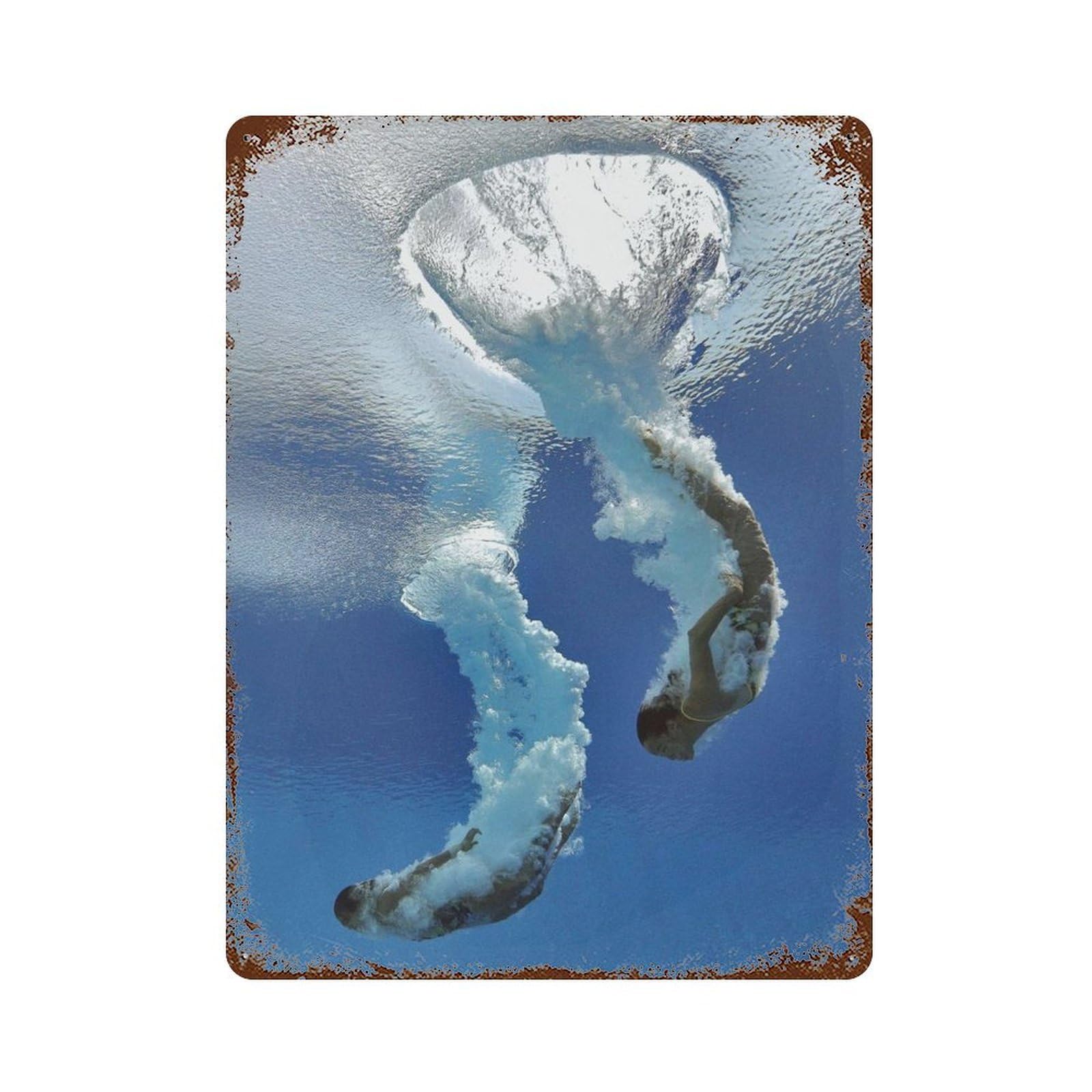 xiaoxiaoshen Diving, Photography Prints Wall Decor Art Metal Tin Poster Modern Home Decor Art Home Bar Shop Decorations Vintage Sign 40x30cm