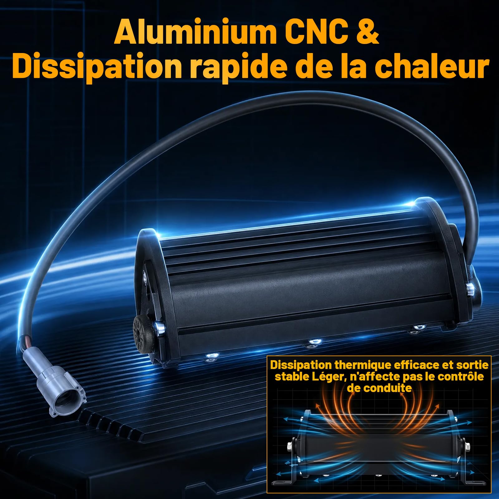 Phare Moto Barre Led Moto Cross Étanche Aluminium pour Enduro Dirt Pit Bike