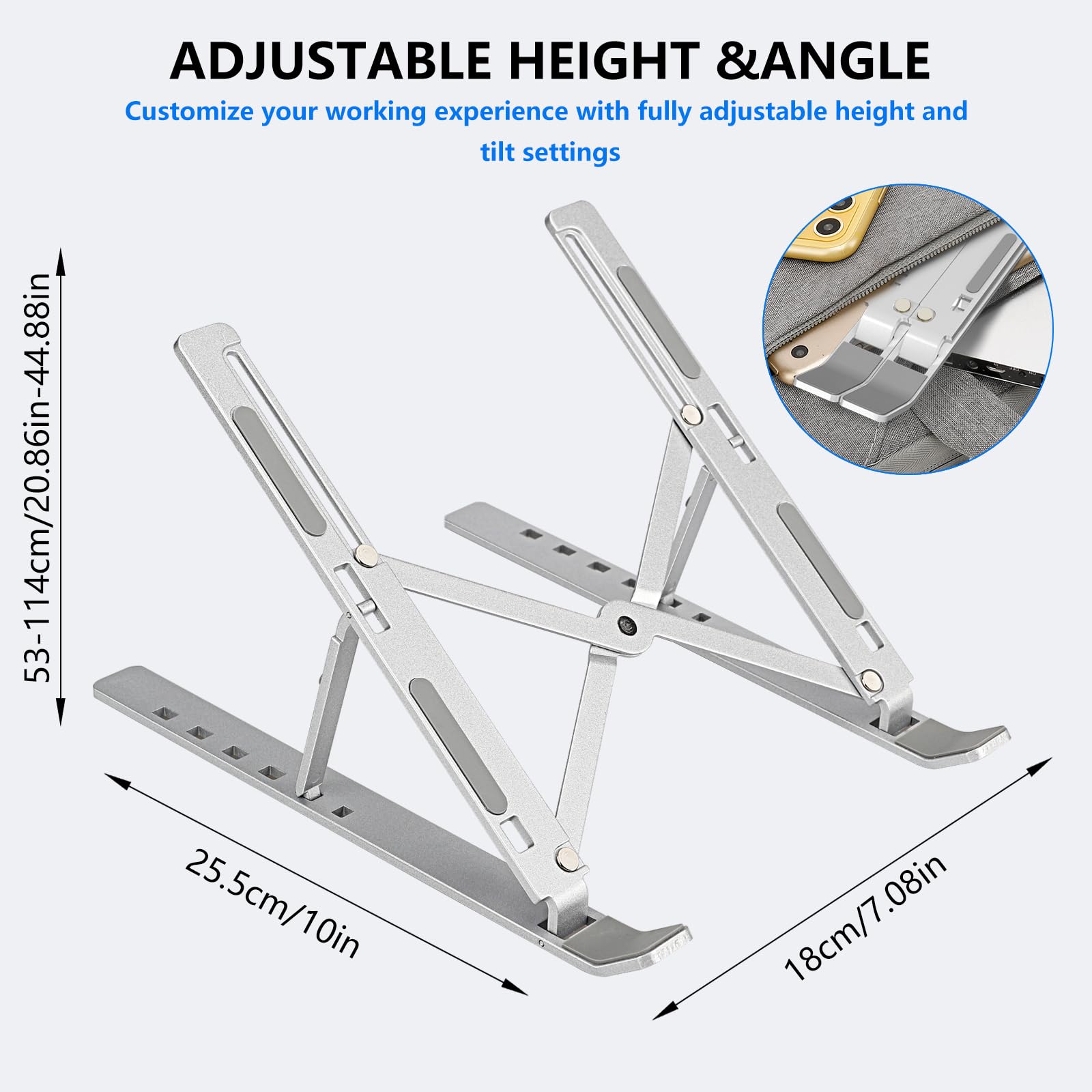 Stojak na Laptopa,Podstawka do Laptopa,Przenośne Stojaki na Laptopa 10-18”,Stojaki na Laptopa,Podstawka Pod Laptopa, Laptop Stand,Regulowana Podstawka Pod Notebooka (szary)