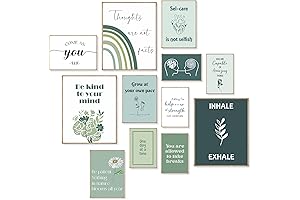 12-Piece Unframed Sage Green Mental Health Eclectic and Motivational Posters for Therapy...