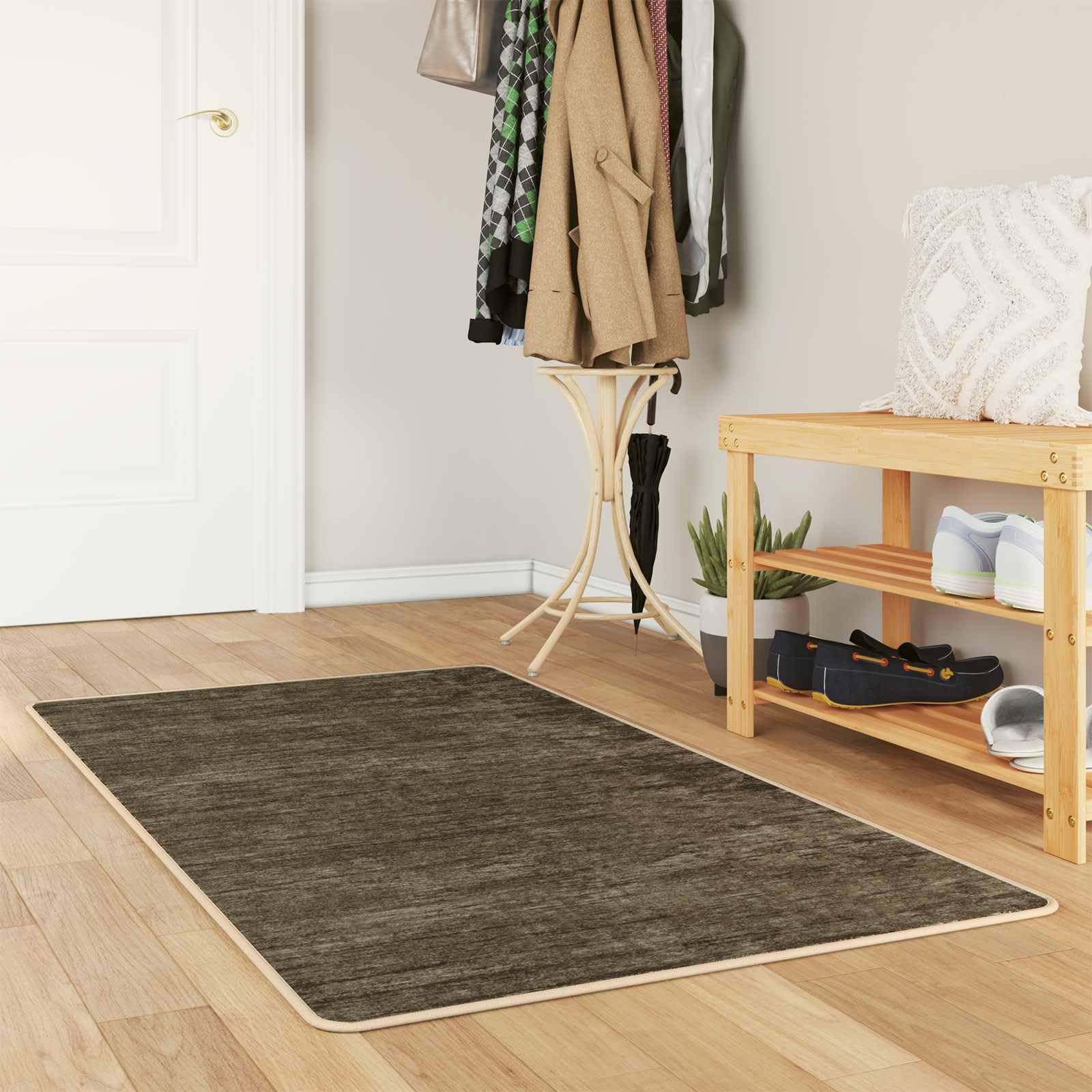 Marsa Tapis de sol, vert forêt, 80 x 100 cm, en polyester PVC, antidérapant, lavable, pour couloir, salon, chambre à coucher, chambre d'enfant, moderne, doux