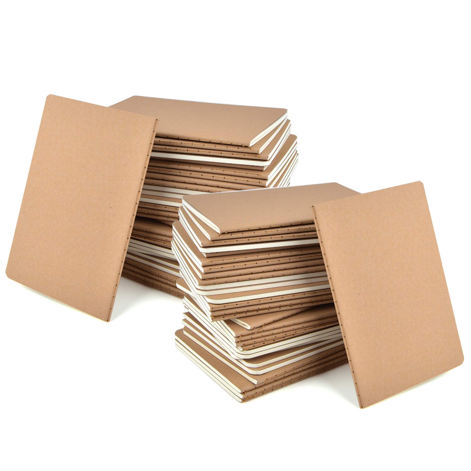 48 Pack Kraft Small Notebooks Bulk, 4x6 Kraft Paper Pocket Notebook with 60 Lined Pages, A6 Mini Travel Journal, Notes, Memo Notepads for Gifts, Students, Classroom, Business, Office Supplies