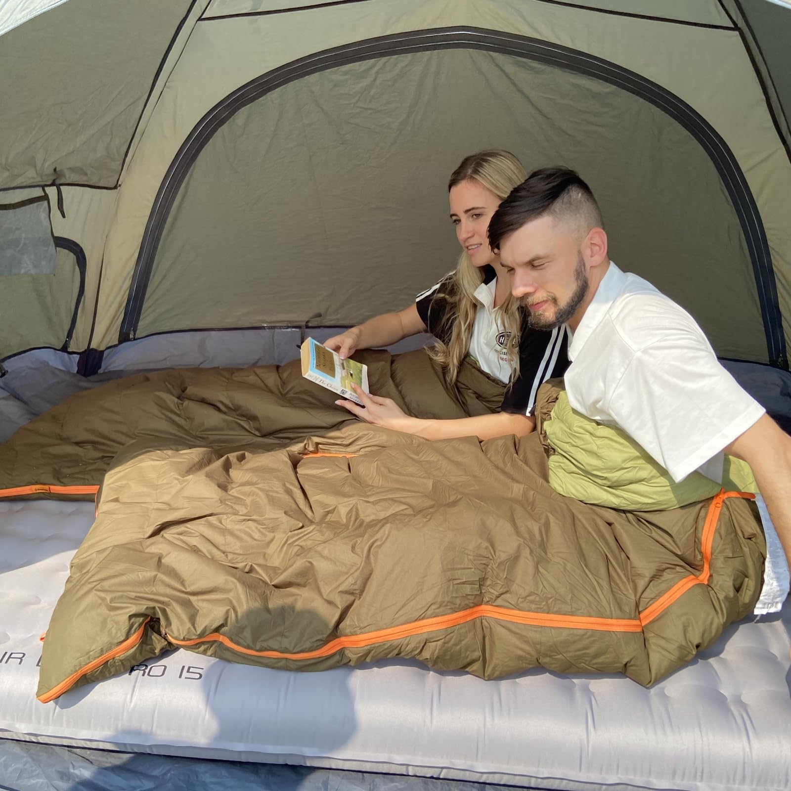 KingCamp Śpiwór na z poduszką, śpiwory dla dorosłych i dzieci, zimowe, ciepłe, bawełniane, flanelowe, kempingowe, polarowa, odpinana, na wędrówki, na zewnątrz, do wewnątrz, w podróż