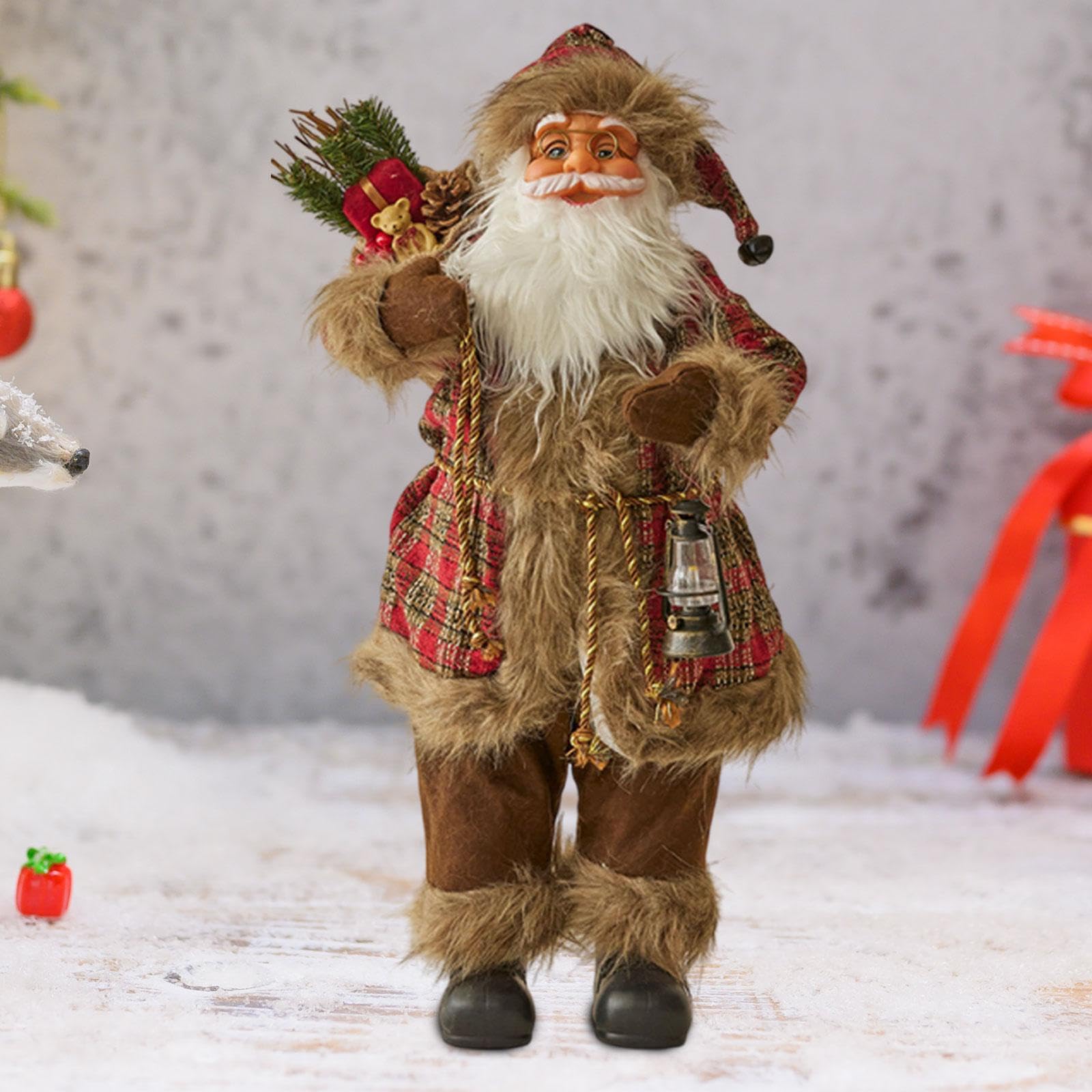 Figura de muñeco de Papá Noel 2024 Estatua de Oficina navideña Escultura de Papá Noel para Mesa, 60 Cm de Alto