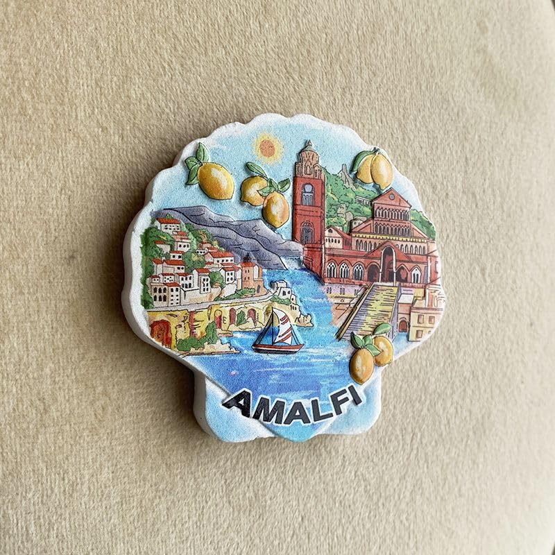 Imán decorativo de resina 3D con forma de concha Amalfi Coast miniatura 4