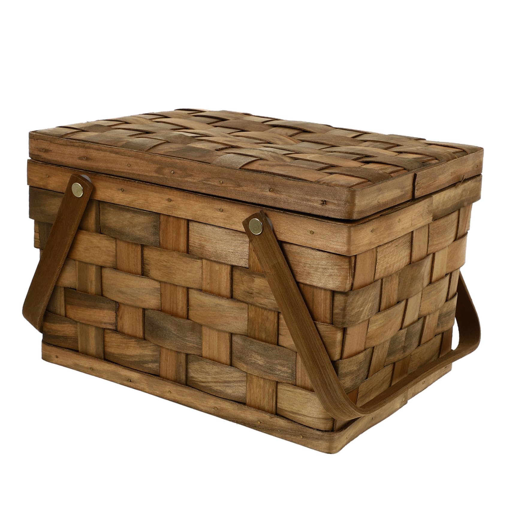 Panier D'extérieur Portable en Bois avec Poignée, Panier de Pique-niques Multifonctionnel Design Naturel et Élégant, Cuisine et Pique-niques