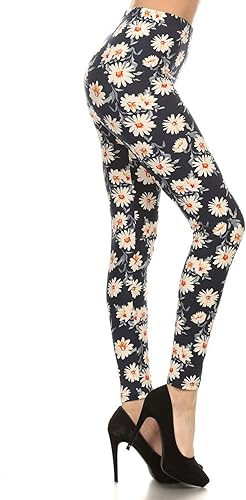 Leggings Depot High Waisted Floral & Space Print Leggings for Women - Regular, Plus, 1X3X, 3X5X