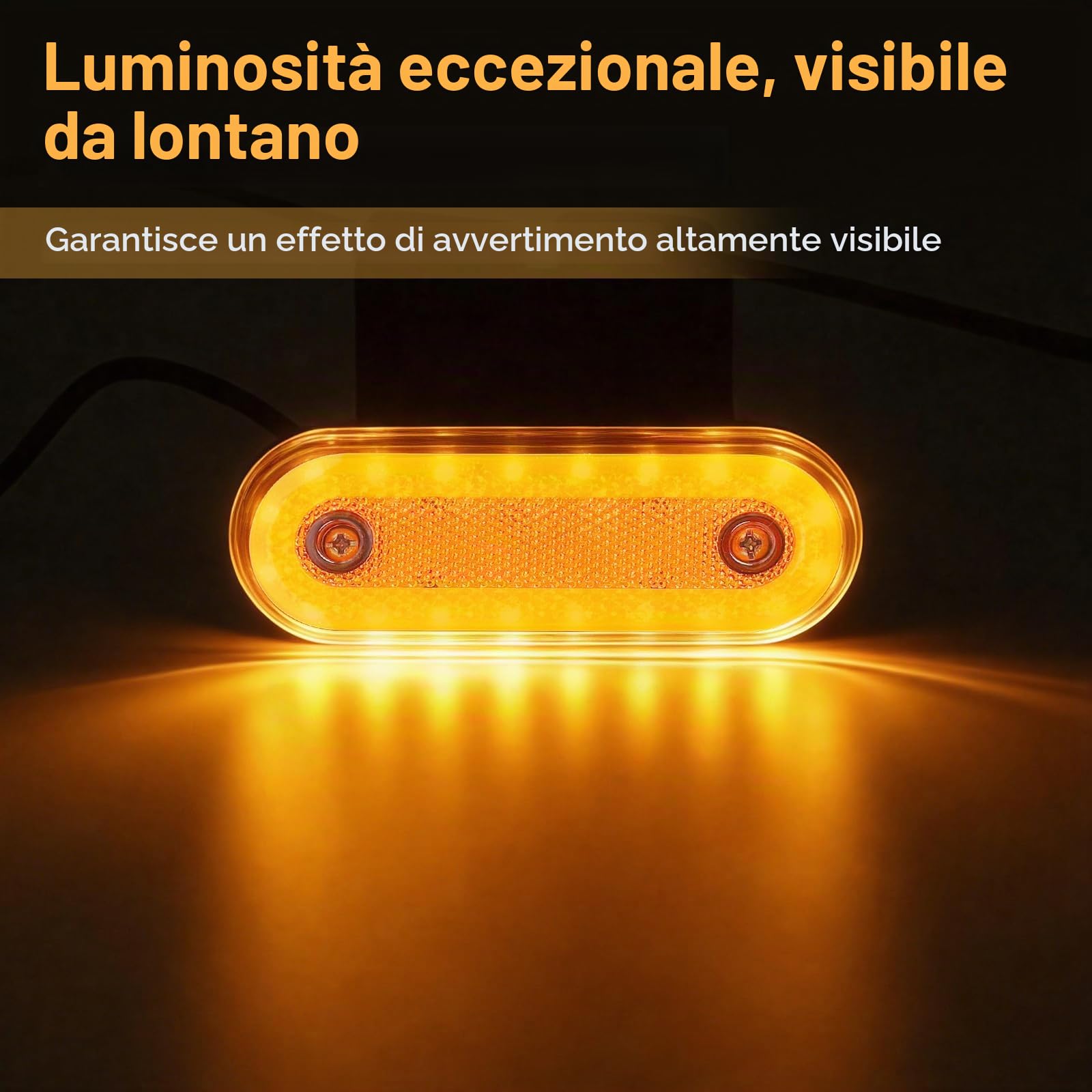 CPROSP Luci di Ingombro LED Arancione 12V/24V - 4 Pezzi | Indicatori Laterali Highbright 1200lm | IP67 Impermeabili | per Rimorchi Furgoni Camion Roulotte | Installazione Facile