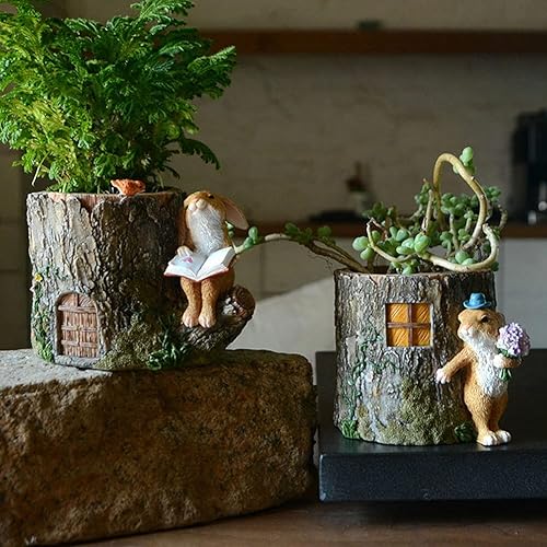 Miniatura 4 de SHUTING2020 Escultura de estatua de feng shui chino, adornos creativos de escritorio, lindas macetas de conejo, decoración del hogar, decoraciones