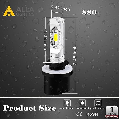 Miniatura 6 de Alla Lighting 3800lm PG13 Base 899 880 Bombillas LED antiniebla, rojo puro Xtreme Super brillante 884 885 887 893 H27 H32 ETI-56 SMD 12V reemplazo