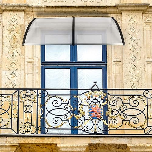 Miniatura 4 de Toldo para ventana de puerta de 80 x 40 pulgadas, cubierta de policarbonato para puerta delantera, toldo para patio al aire libre, toldo para