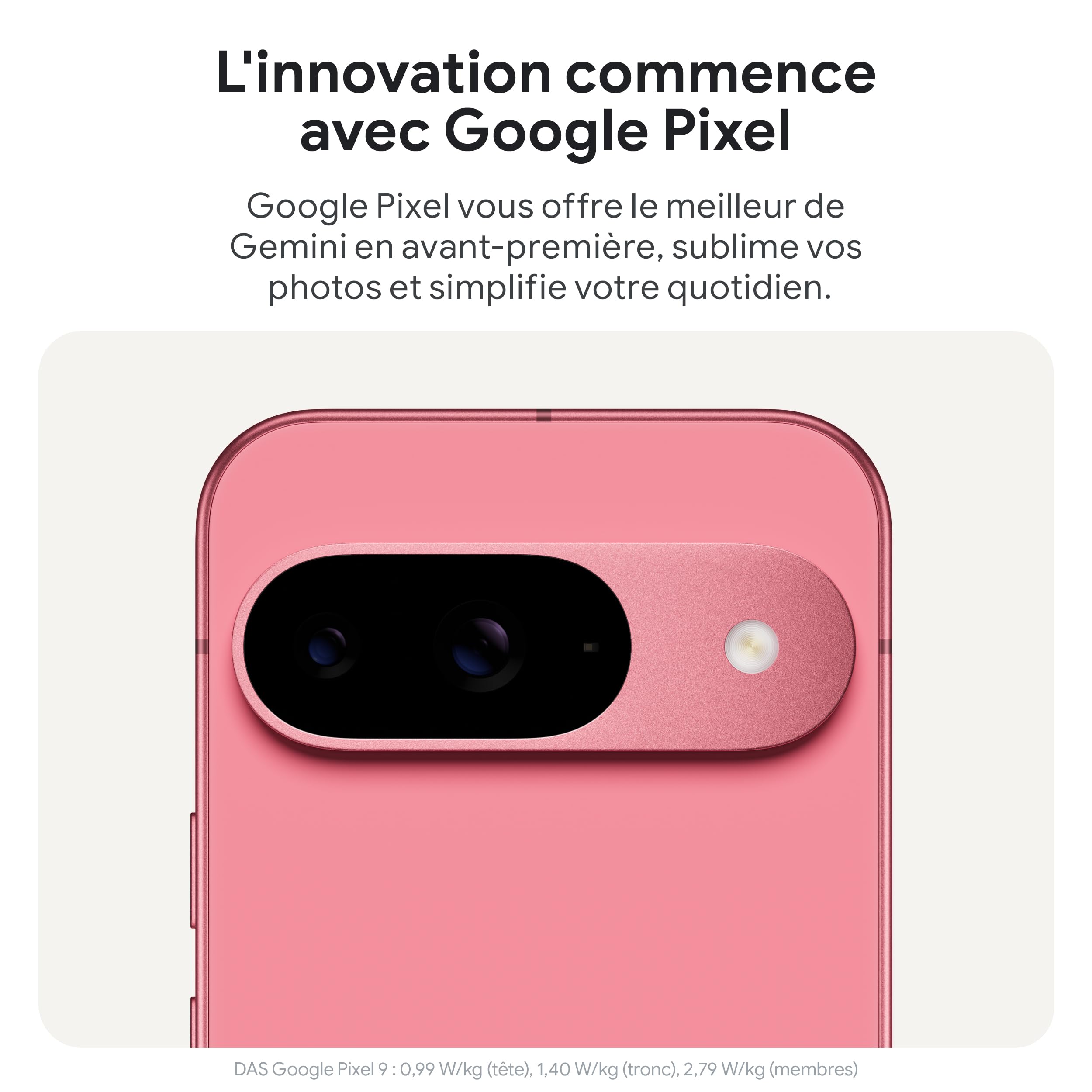 Google Pixel 9 – Smartphone Android débloqué avec Gemini, Appareil Photo avancé, 24 Heures d'autonomie et écran Actua 6,3 Pouces – Rose Pivoine, 128GB