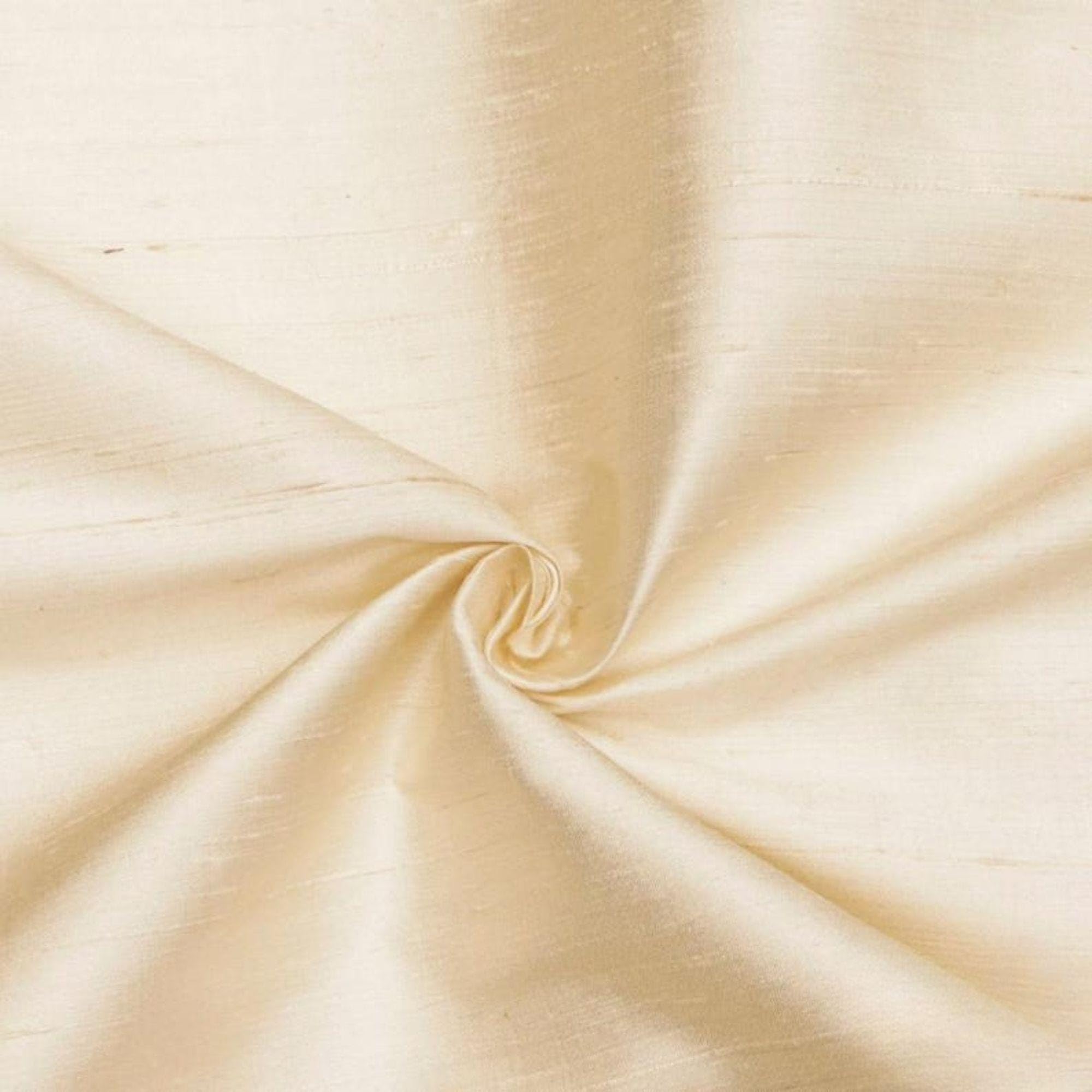 Fabric Mart Direct Cream 100% Pure Silk Dupioni Fabric By The Metre, 1 Metre 104 cm Width Pure Raw Silk Solid Color Ivory Wholesale Silk Upholstery Fabric for Curtains Bridal Dress Drapes โ image 1