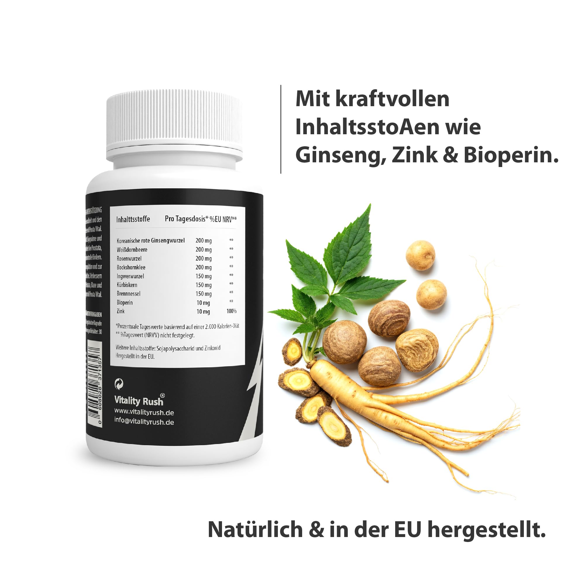 MÄNNER HELDEN 60 Kapseln, Ginseng, Zink, Bioperin & Pflanzenextrakte für Männer – Energie, Ausdauer & Fokus – Vegan & ohne Zusatzstoffe – Hergestellt in der EU – Laborgeprüfte Qualität